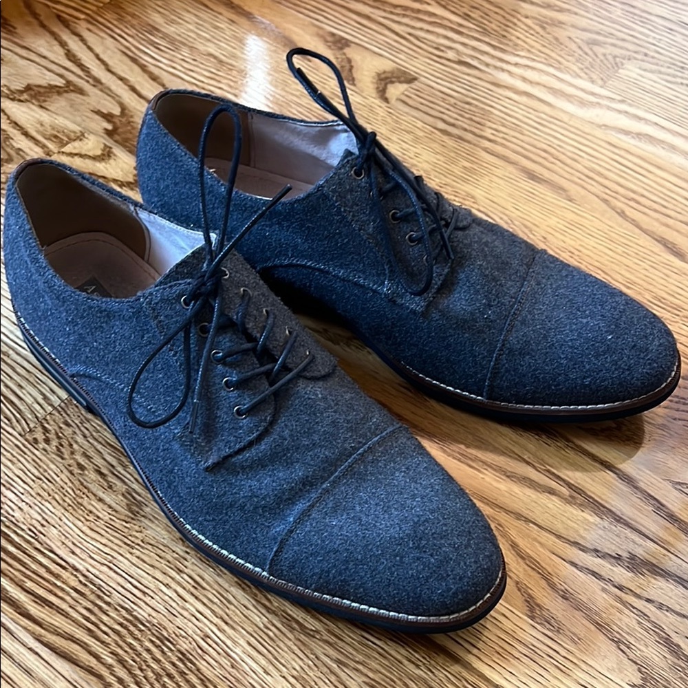 Men's Gray Wool-like Lace-Up Shoes